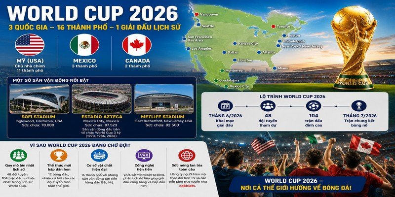Bản đồ và các địa điểm nổi bật của World Cup 2026